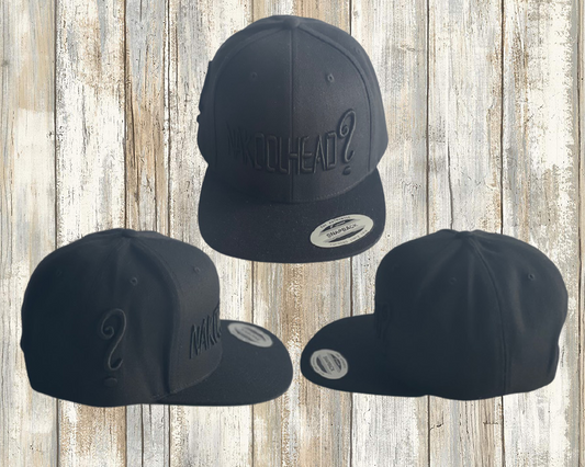 SNAP BACK HAT -"BLACK LETTERS ON BLACK"